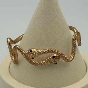 Gold Tone Double‎ Snake Wrap Bracelet Black Eyes Gothcore Y2K Vintage